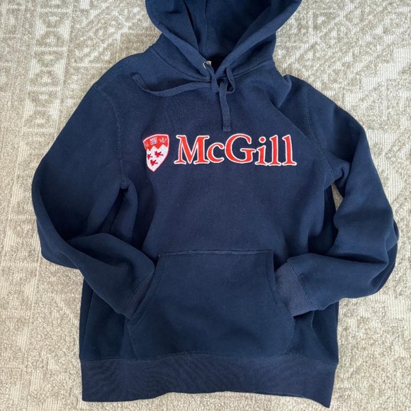 McGill University Men's Size M Hooded Sweatshirt, Dark Blue - Picture 3 of 5